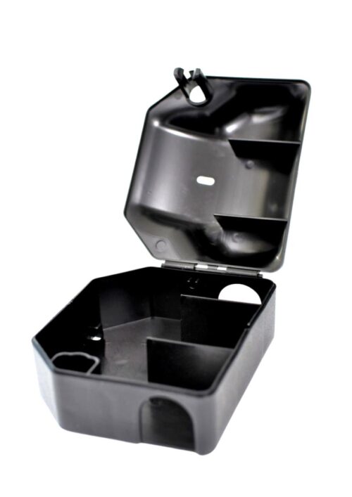 mały karmnik deratyzacyjny i detektor na łapkę gryzoni