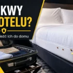 Pluskwy po hotelu – walizka i łóżko hotelowe z oznaczeniem ryzyka przeniesienia owadów